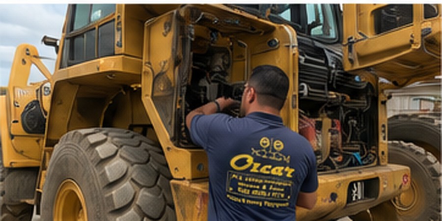 Oscar A/C technician working on heavy equipment A/C
